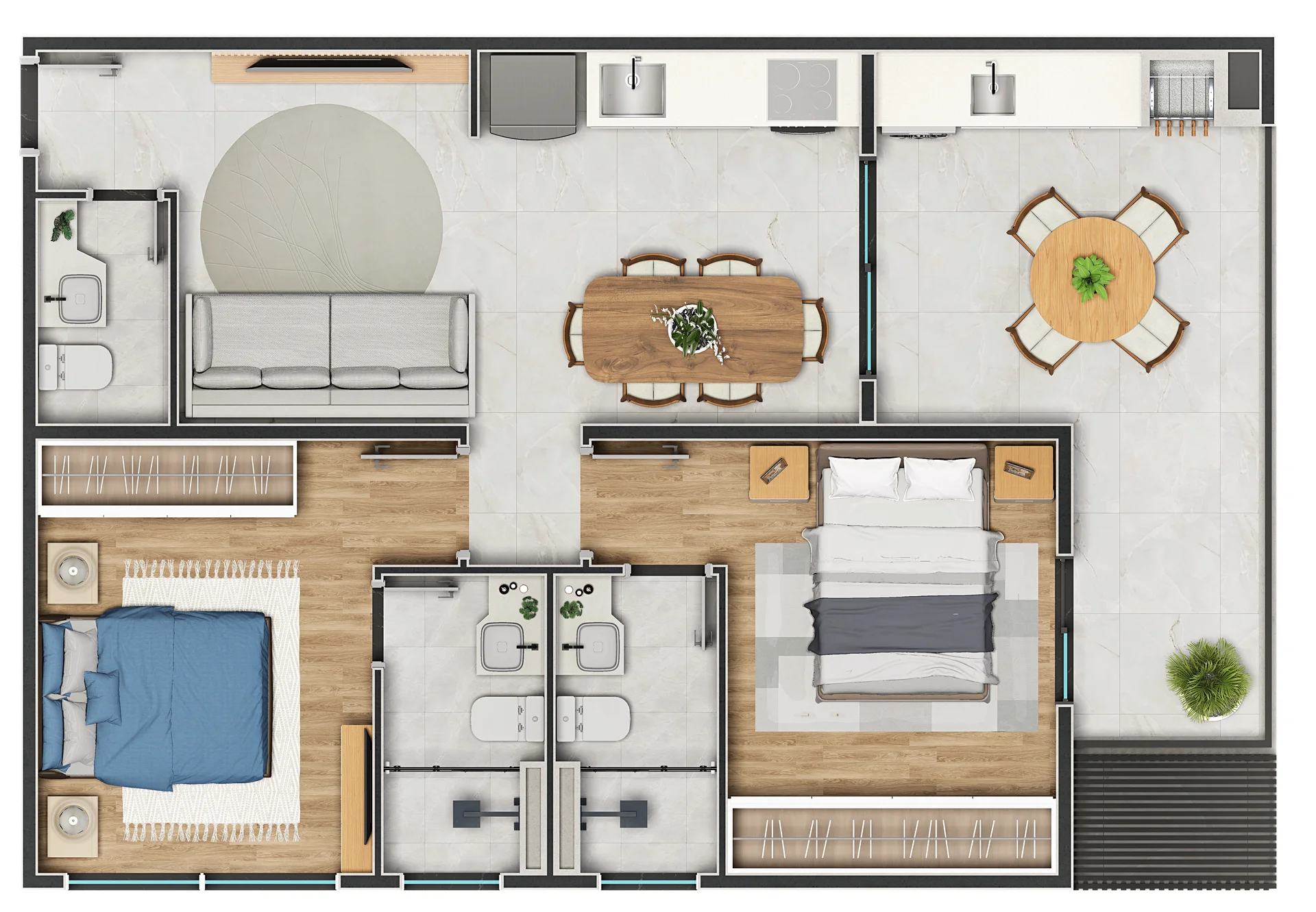 Planta Apartamento 2 Dormitórios Ruy Barbosa